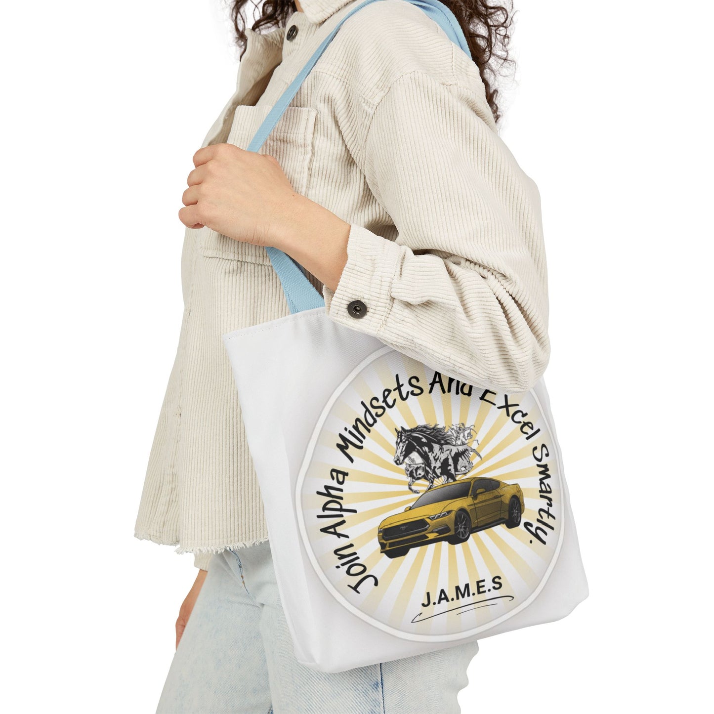 Personalized Initial Quote Horse Car Canvas Tote Custom Name