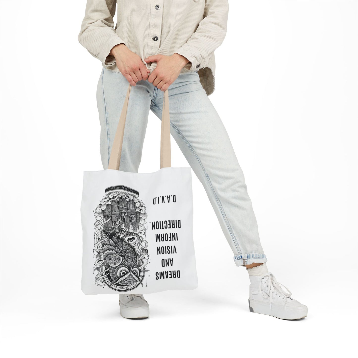 Personalized Initial Quote Owl Vision Canvas Tote Custom Name