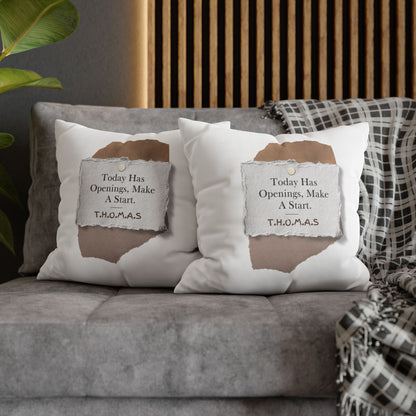 Personalized Initial Quote Torn Paper — Custom Sayings on Square Poly Canvas Pillowcase