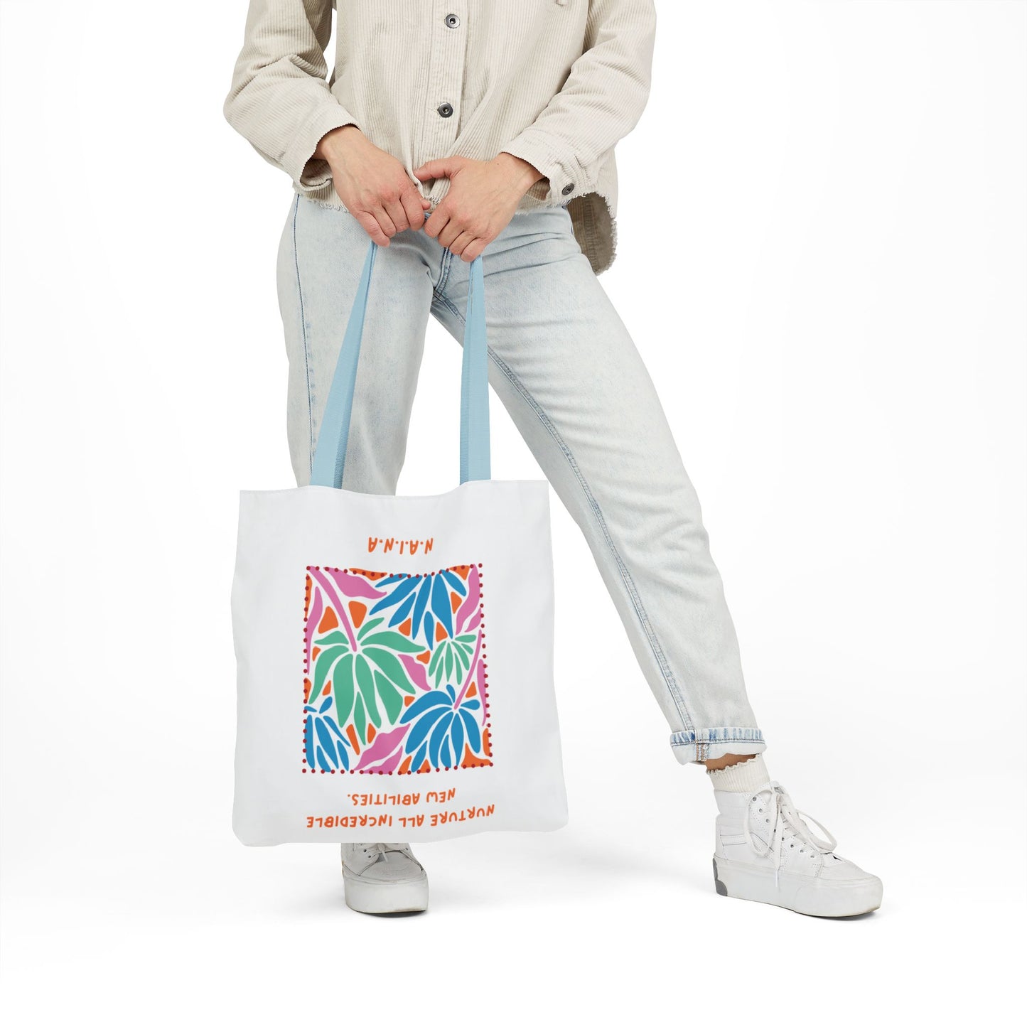 Personalized Initial Quote Colorful Momentum Canvas Tote Custom Name