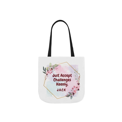 Personalized Initial Quote Floral Frame Canvas Tote Custom Name