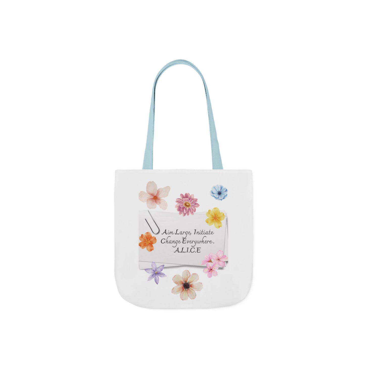Personalized Initial Quote Floral Clip Canvas Tote Custom Name