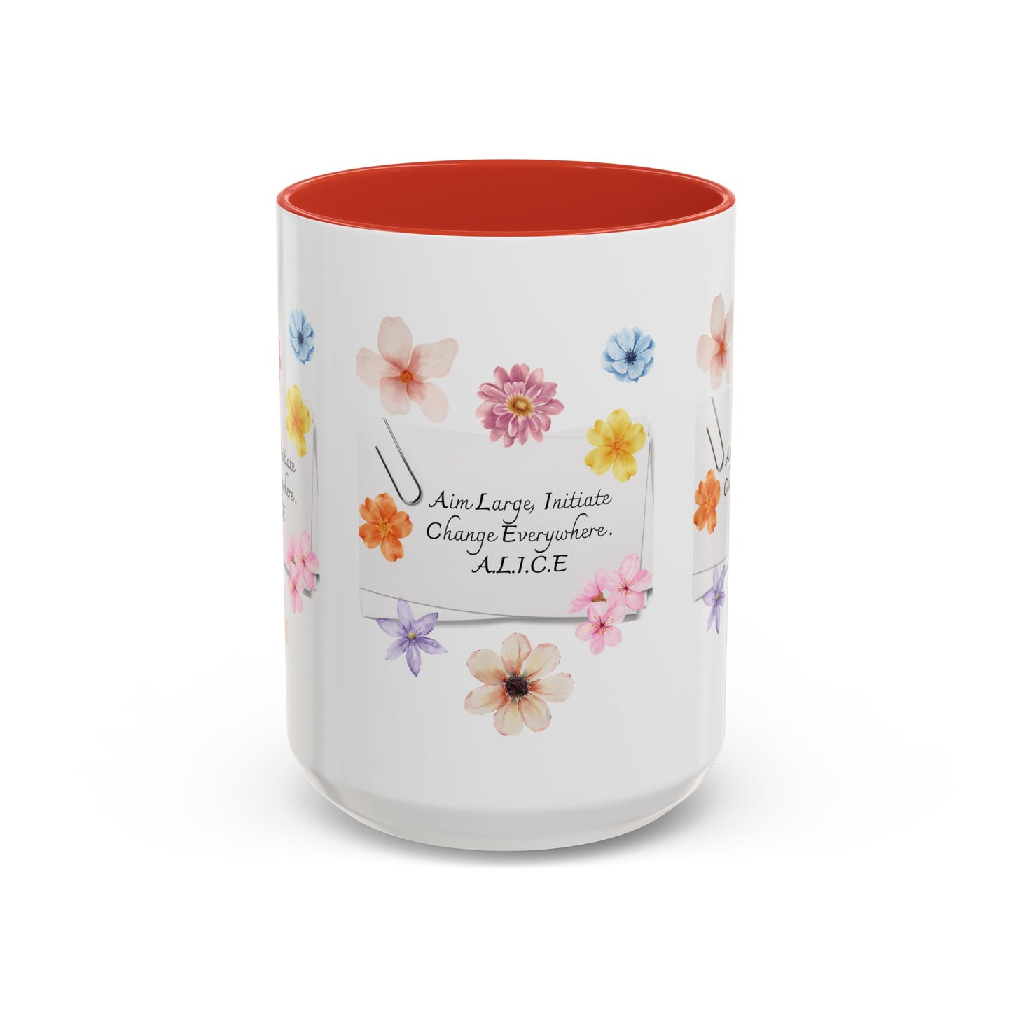 Personalized Floral Clip Note Accent Coffee Mug