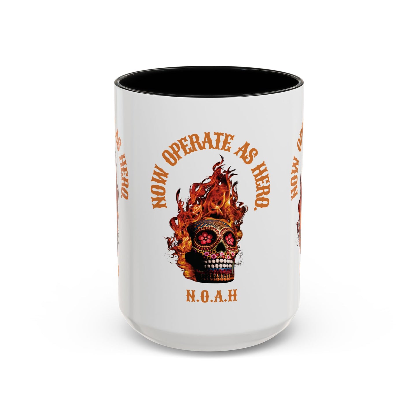 Personalized Initial Fire Skull Accent Coffee Mug