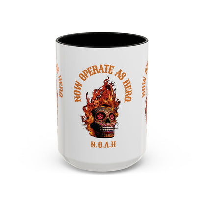 Personalized Initial Fire Skull Accent Coffee Mug