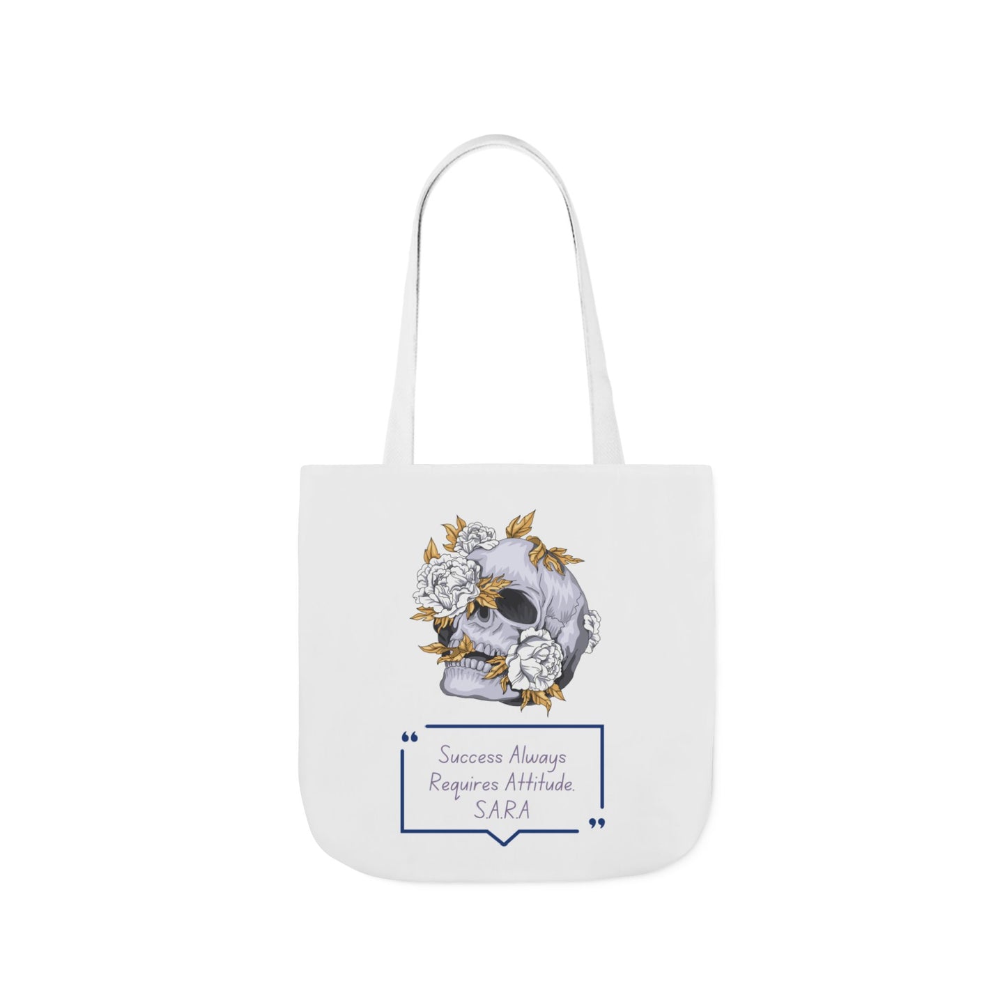 Personalized Initial Quote Floral Skull Canvas Tote Custom Name