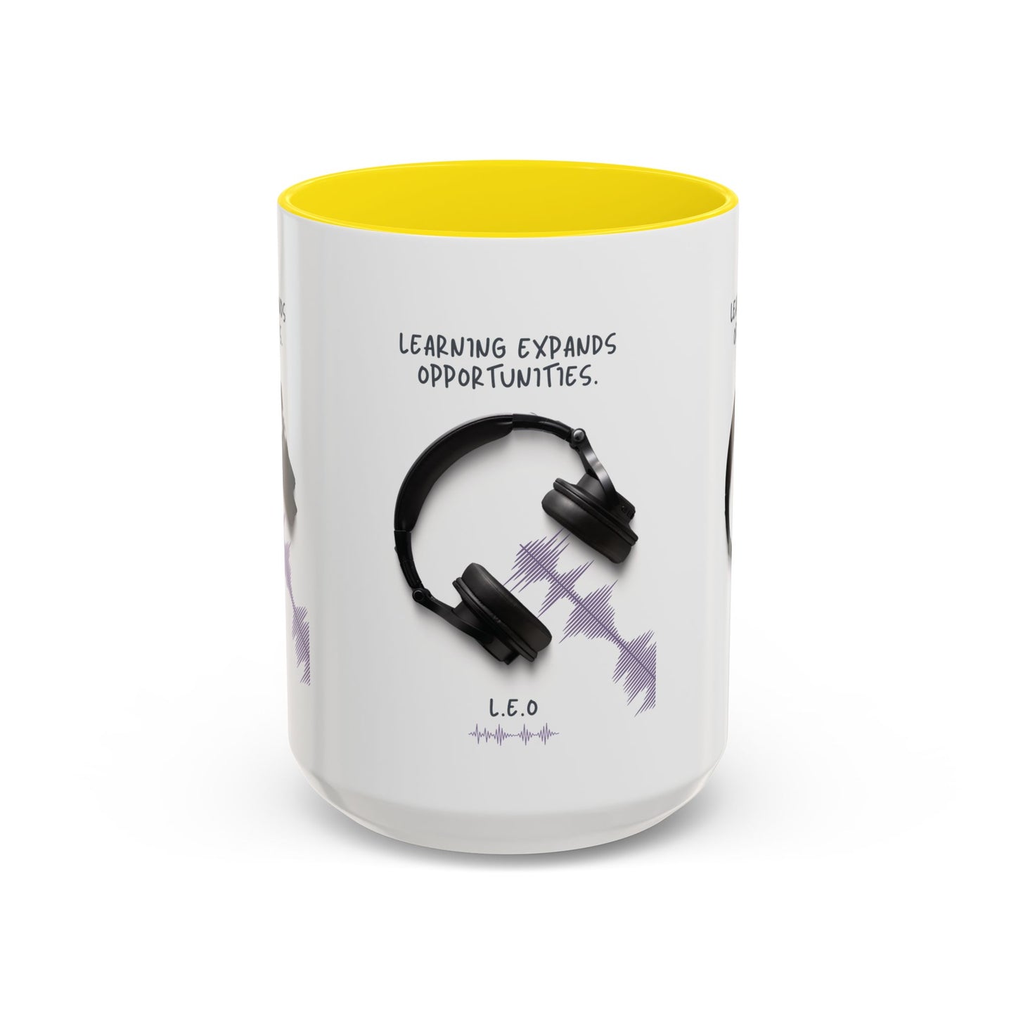 Personalized Initial Headphones Accent Coffee Mug