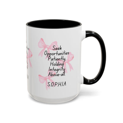 Personalized Pink Bow Accent Coffee Mug
