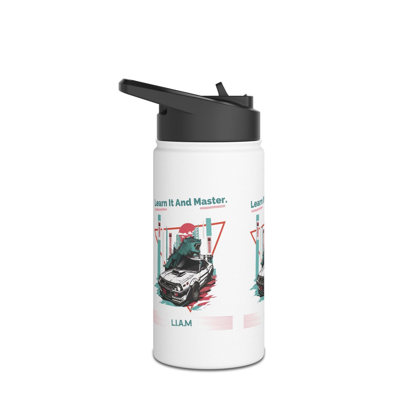 Personalized Initial Quote Dinosaur Car Stainless Steel Water Bottle