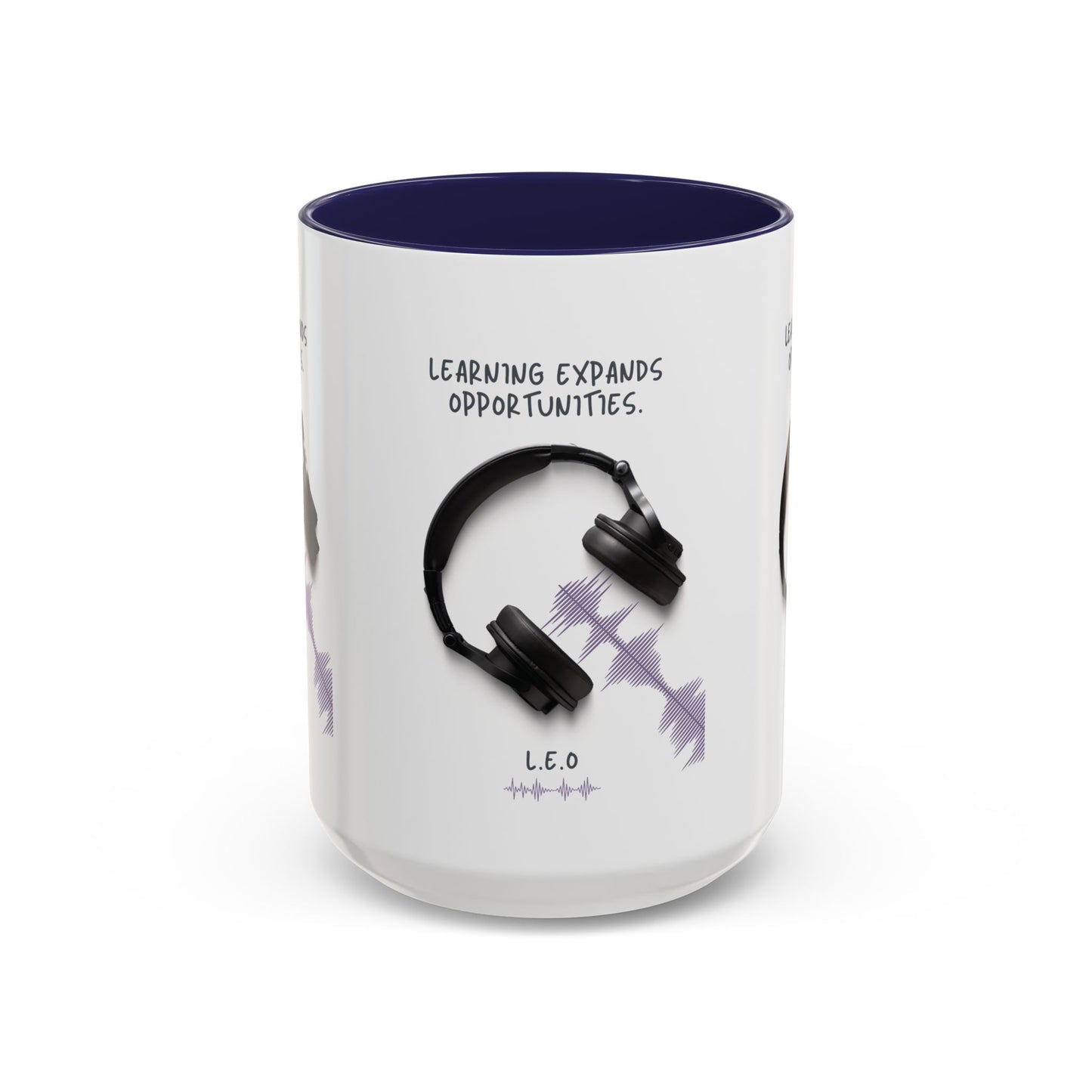 Personalized Initial Headphones Accent Coffee Mug
