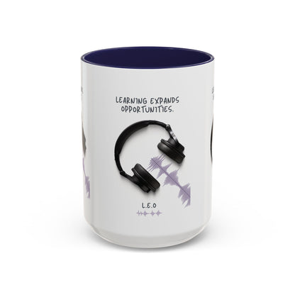 Personalized Initial Headphones Accent Coffee Mug