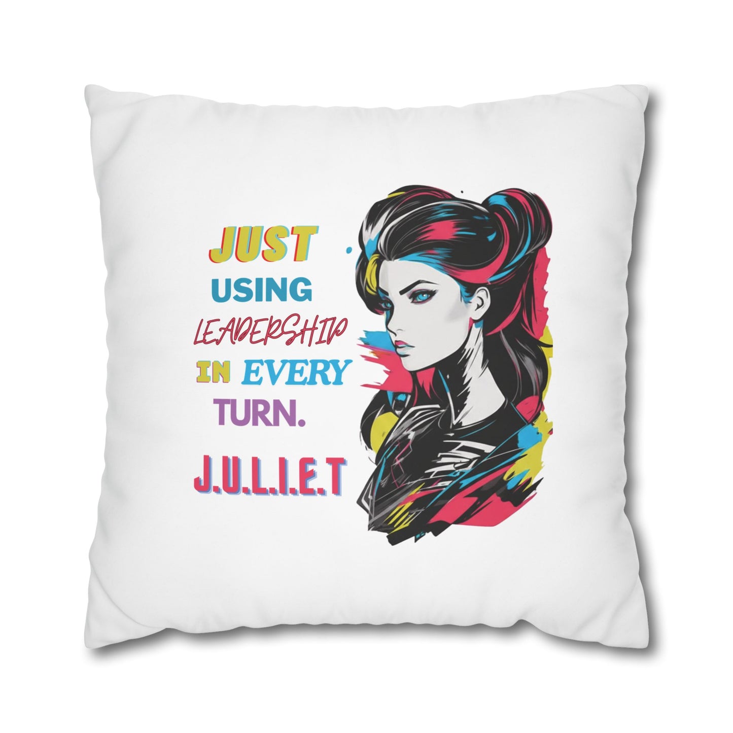 Personalized Initial Quote Vintage Girl — Custom Sayings on Square Poly Canvas Pillowcase