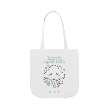 Personalized Initial Quote Cloud Dripping Canvas Tote Custom Name