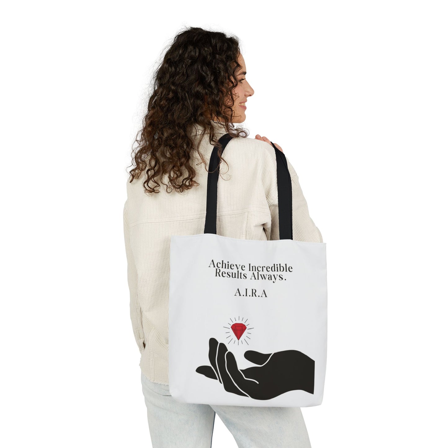 Personalized Initial Quote Gem Hand Canvas Tote Custom Name