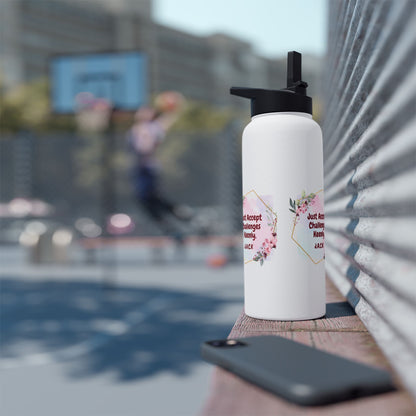 Personalized Initial Quote Floral Frame Stainless Steel Water Bottle