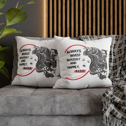 Personalized Initial Quote Inspirational Girl — Custom Sayings on Square Poly Canvas Pillowcase