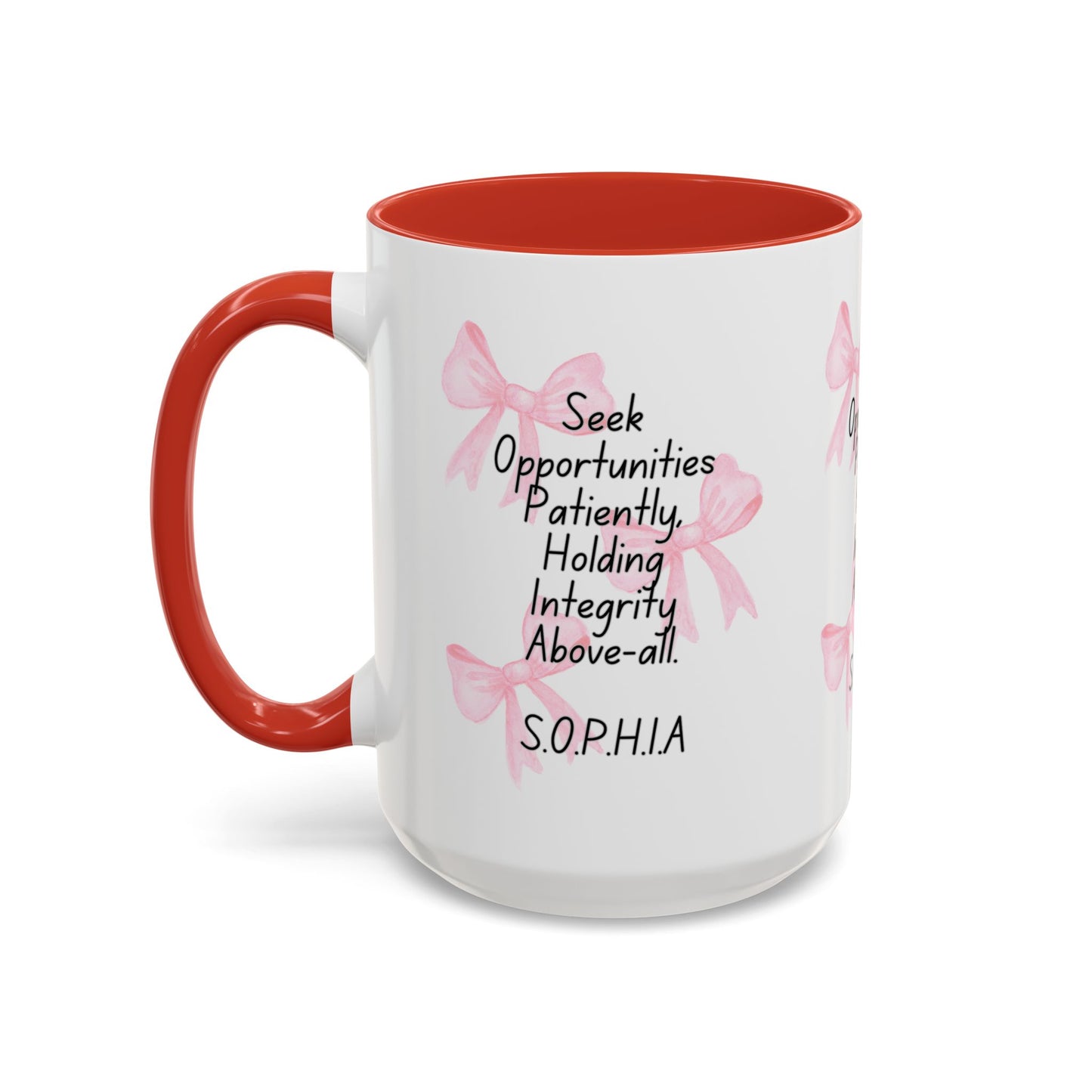 Personalized Pink Bow Accent Coffee Mug