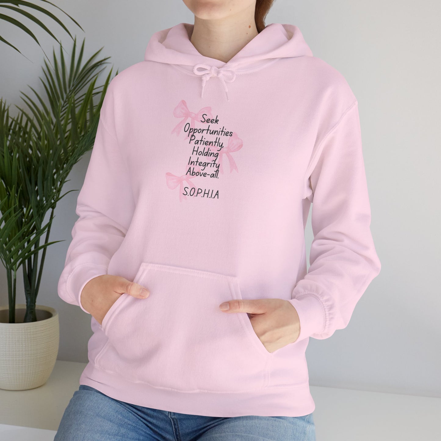 Personalized Pink Bow Hooded Sweatshirt