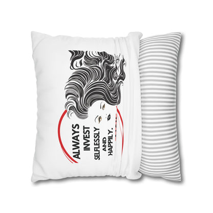 Personalized Initial Quote Inspirational Girl — Custom Sayings on Square Poly Canvas Pillowcase