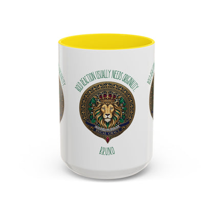 Personalized Initial Circled Lion Accent Coffee Mug