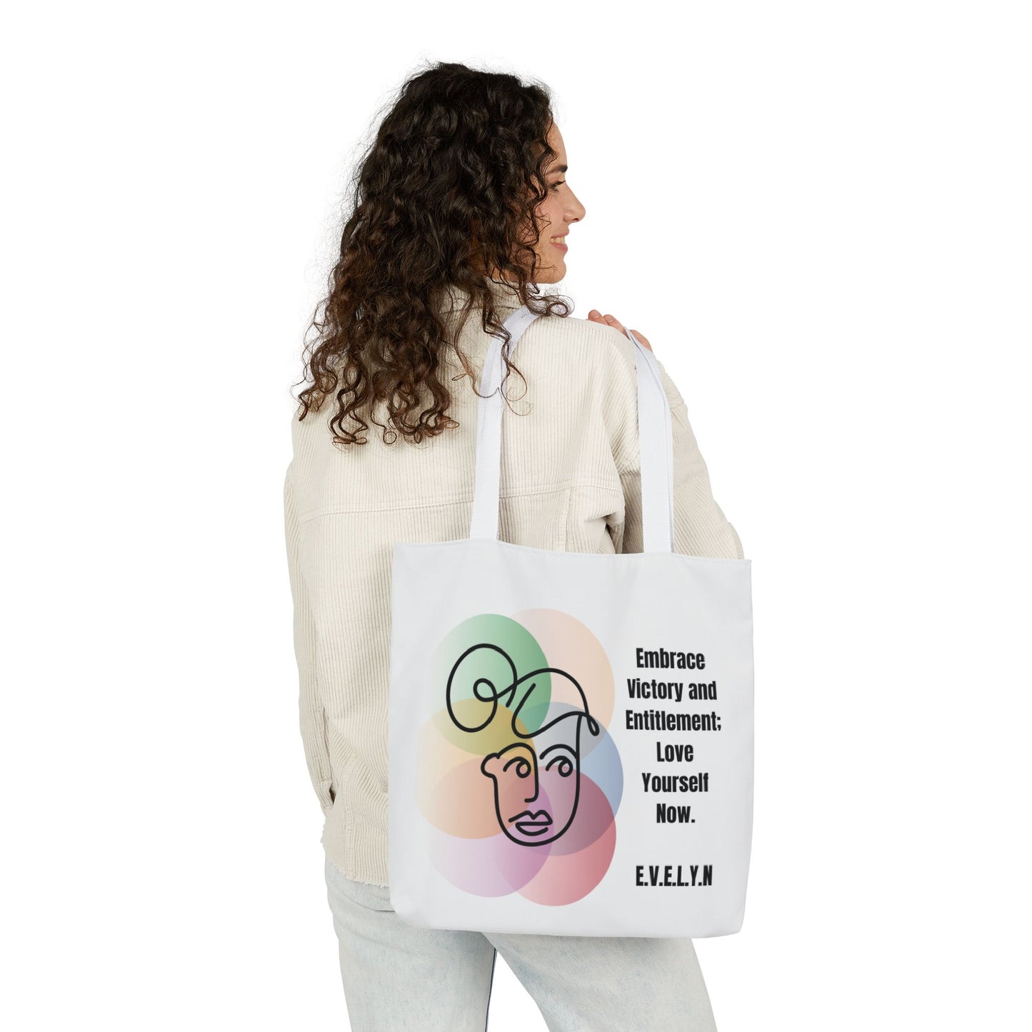 Personalized Initial Quote Sketch Girl Canvas Tote Custom Name