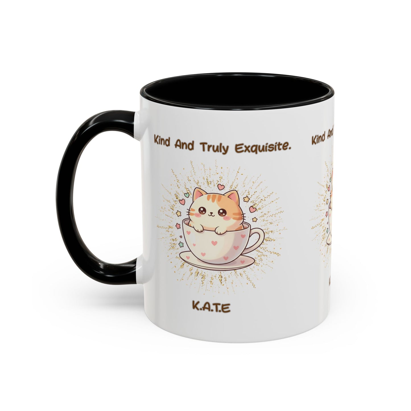 Personalized Initial Exquisite Cat Accent Coffee Mug