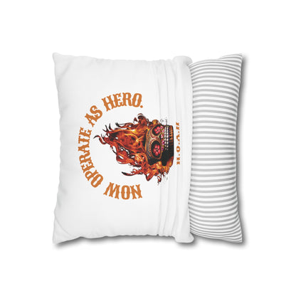 Personalized Initial Quote Fire Skull — Custom Sayings on Square Poly Canvas Pillowcase