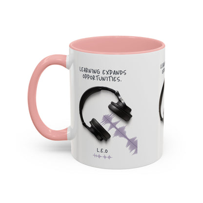Personalized Initial Headphones Accent Coffee Mug