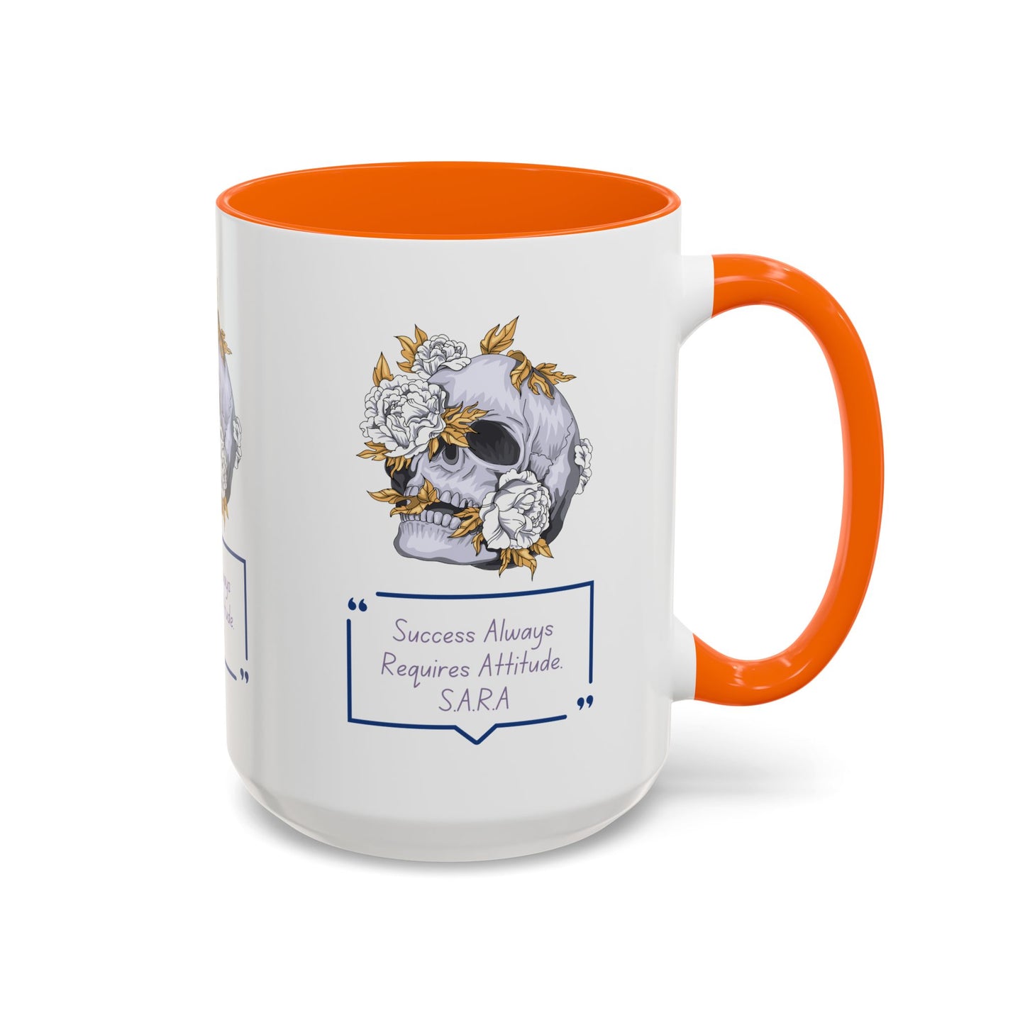 Personalized Initial Floral Skull Accent Coffee Mug