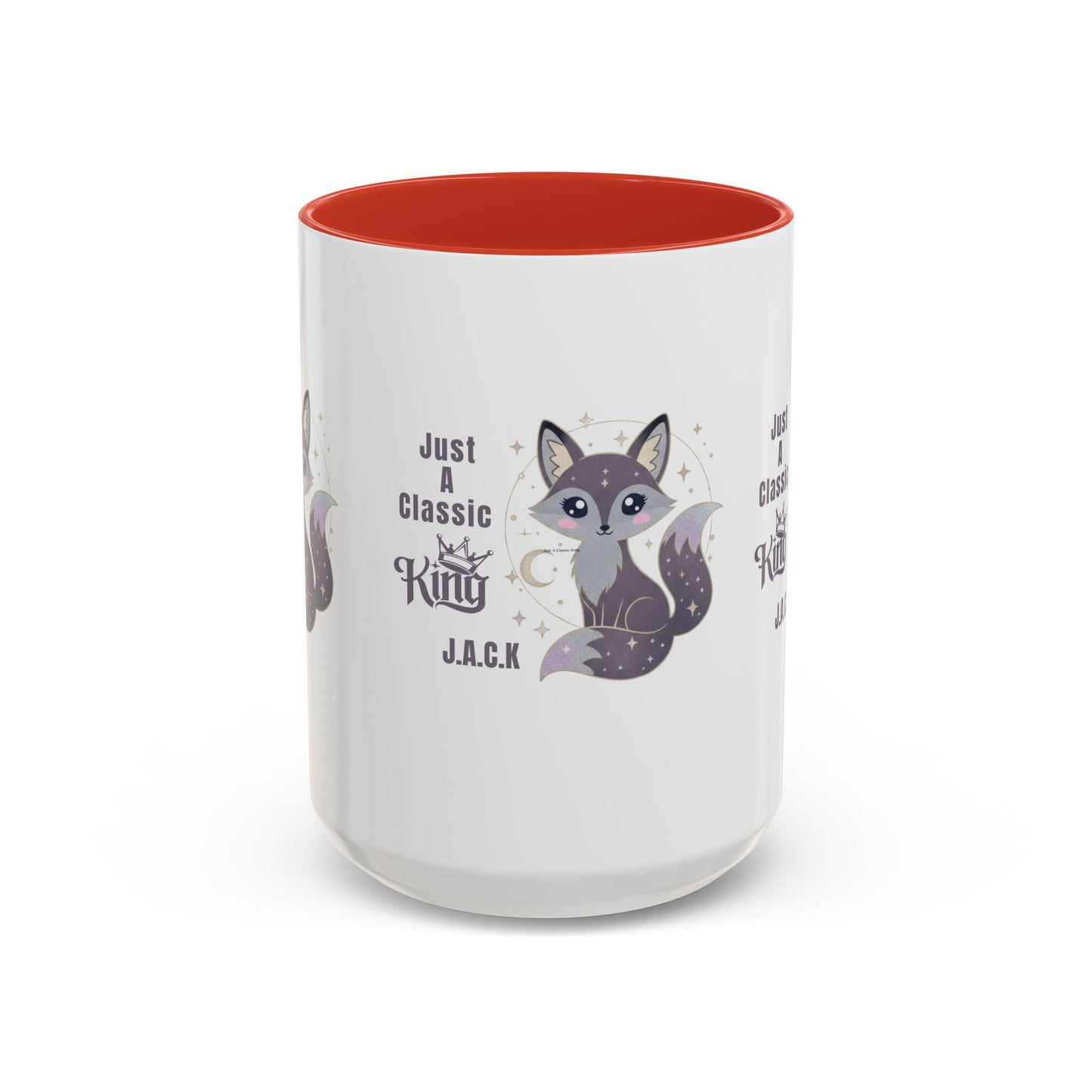 Personalized Initial Fox King Accent Coffee Mug