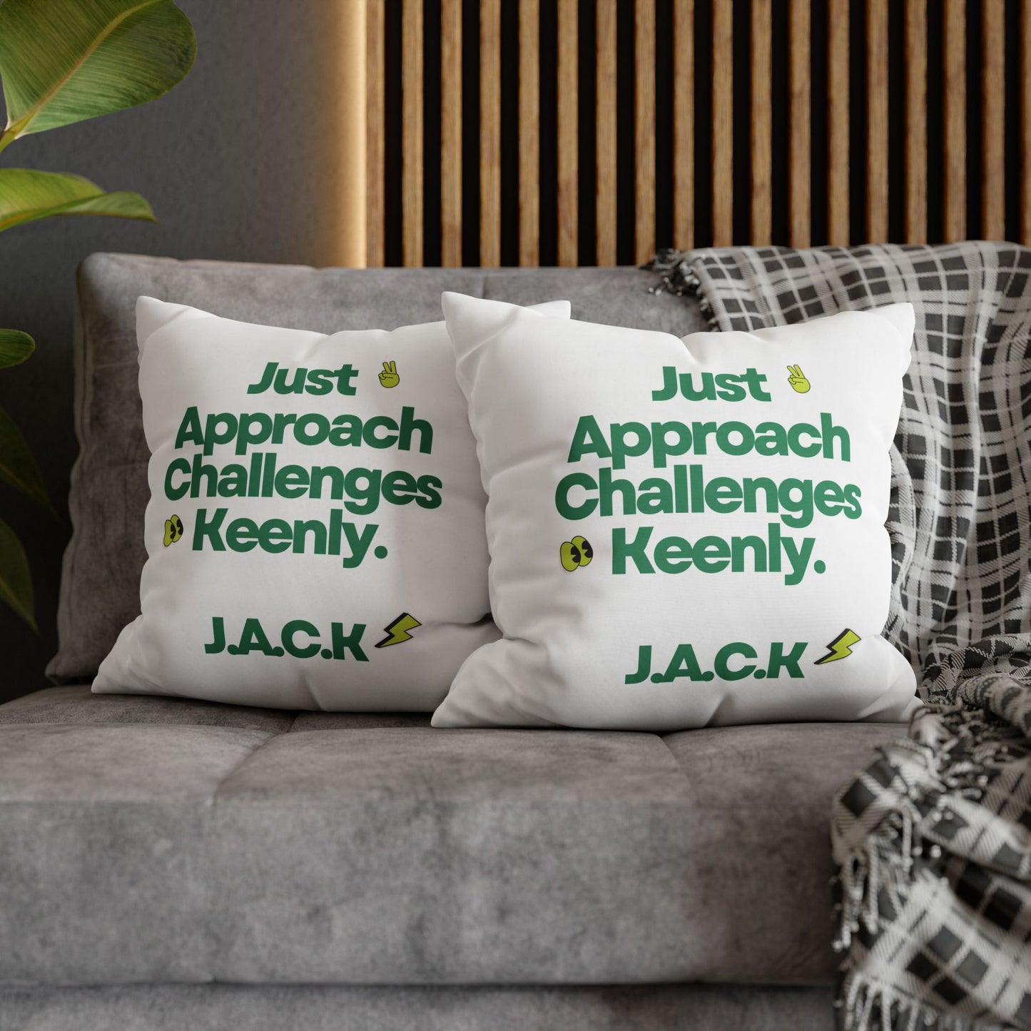 Personalized Initial Quote Simple Note — Custom Sayings on Square Poly Canvas Pillowcase