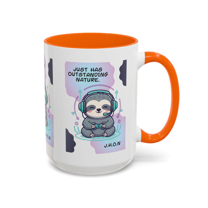 Personalized Initial Sloth Gamer Accent Coffee Mug