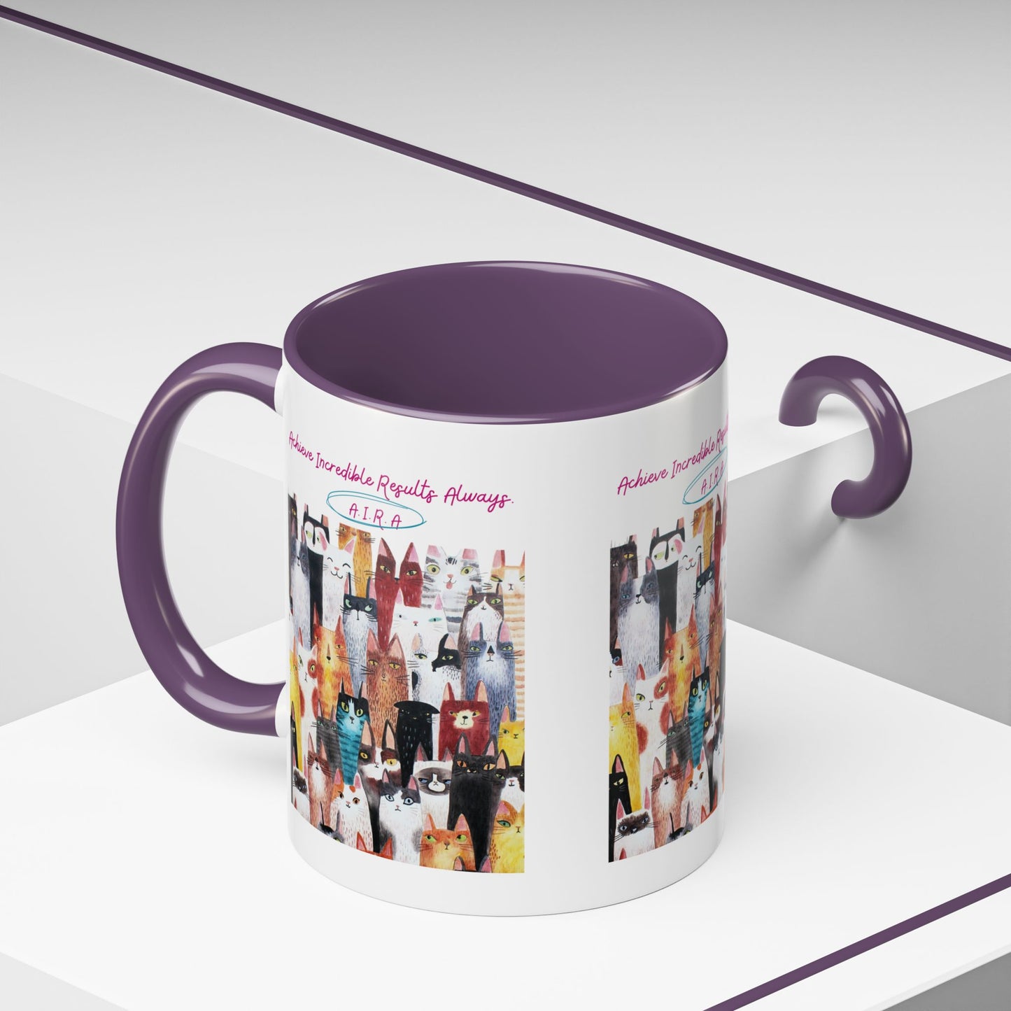 Personalized Initial Cat Collage Accent Coffee Mug