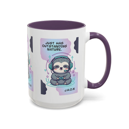 Personalized Initial Sloth Gamer Accent Coffee Mug