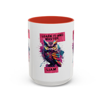 Personalized Initial Owl Accent Coffee Mug