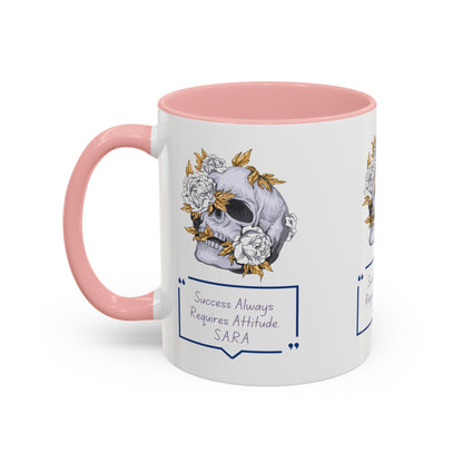 Personalized Initial Floral Skull Accent Coffee Mug