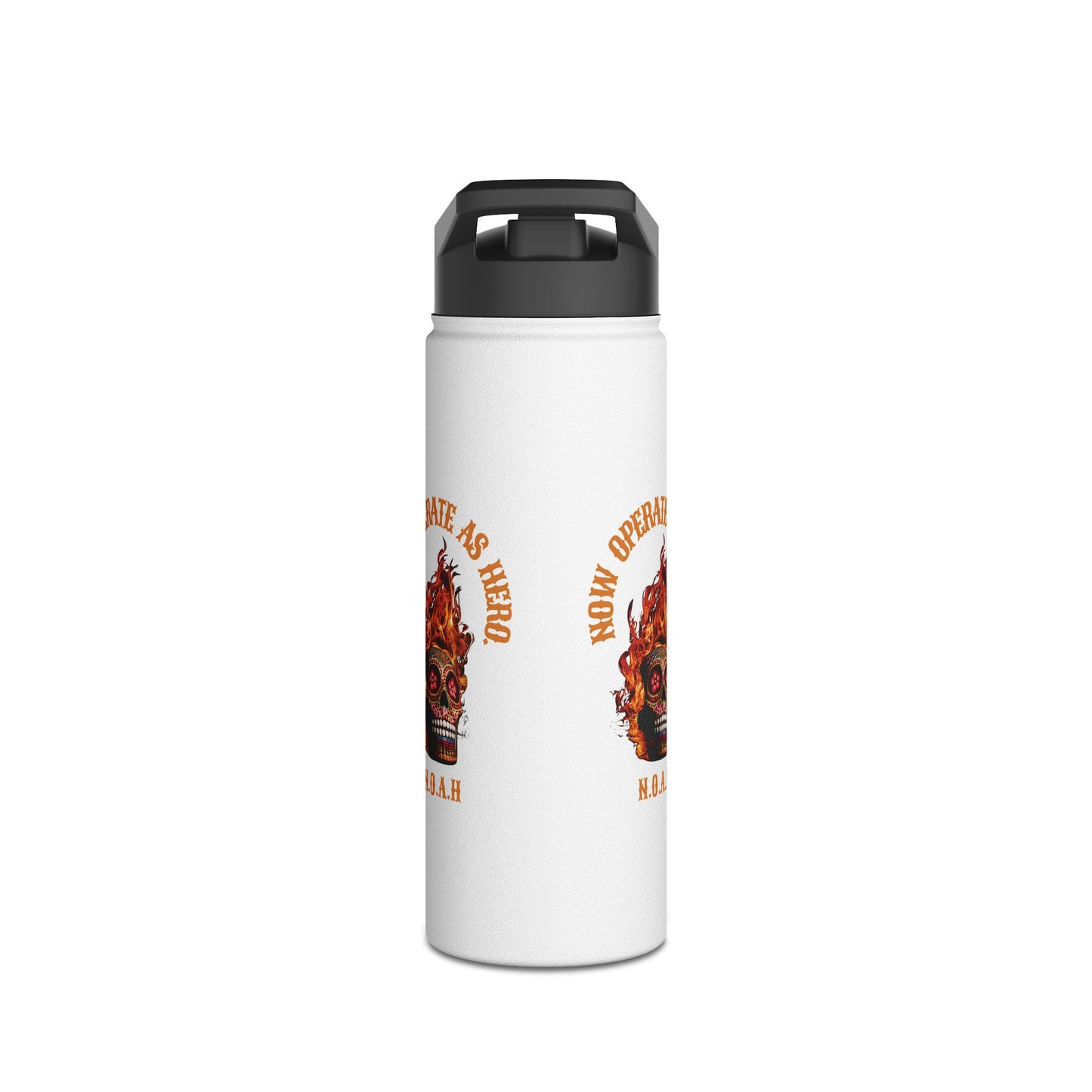 Personalized Initial Quote Fire Skull Stainless Steel Water Bottle