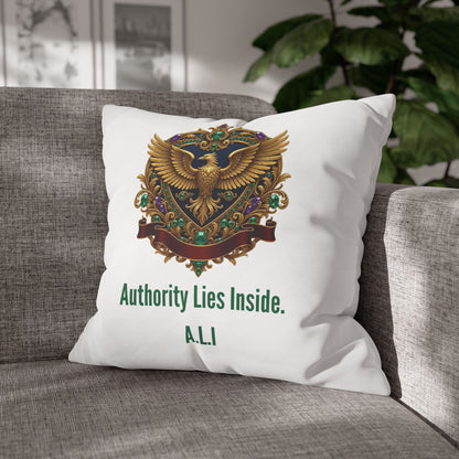 Personalized Initial Quote Eagle — Custom Sayings on Square Poly Canvas Pillowcase