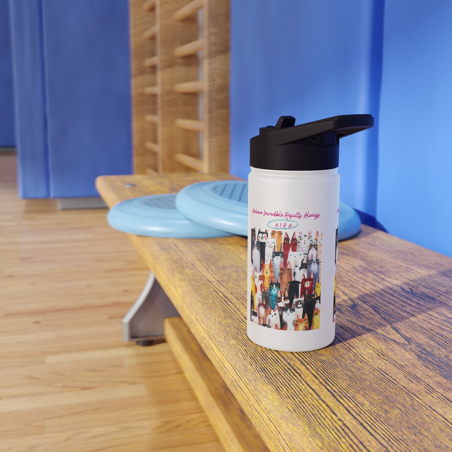 Personalized Initial Quote Cat Collage Stainless Steel Water Bottle