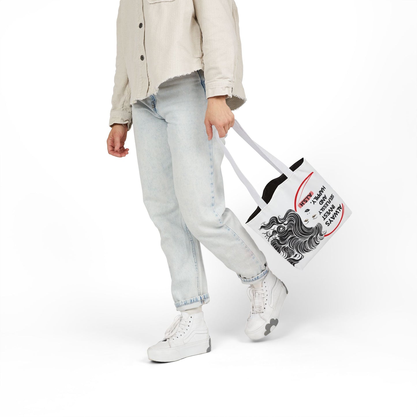 Personalized Initial Quote Inspirational Girl Canvas Tote Custom Name