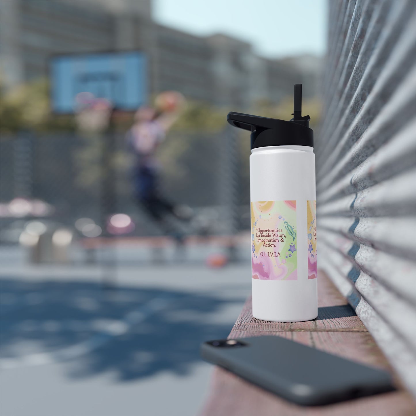 Personalized Initial Quote Ocean Theme Stainless Steel Water Bottle