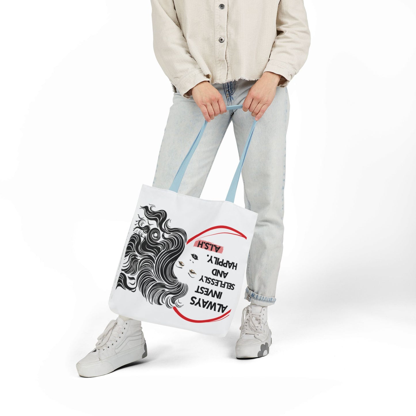 Personalized Initial Quote Inspirational Girl Canvas Tote Custom Name