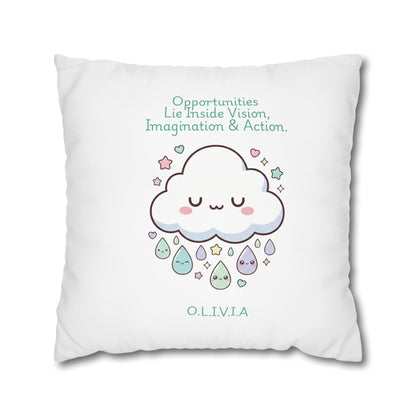 Personalized Initial Quote Cloud Dripping — Custom Sayings on Square Poly Canvas Pillowcase