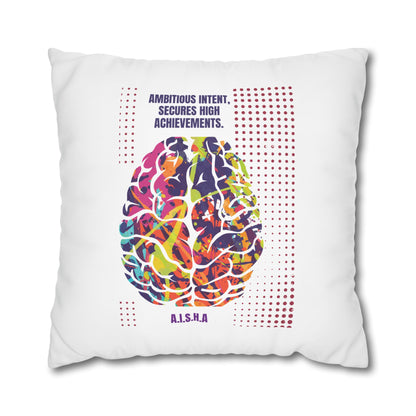 Personalized Initial Quote Brain — Custom Sayings on Square Poly Canvas Pillowcase