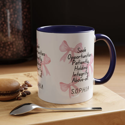 Personalized Pink Bow Accent Coffee Mug