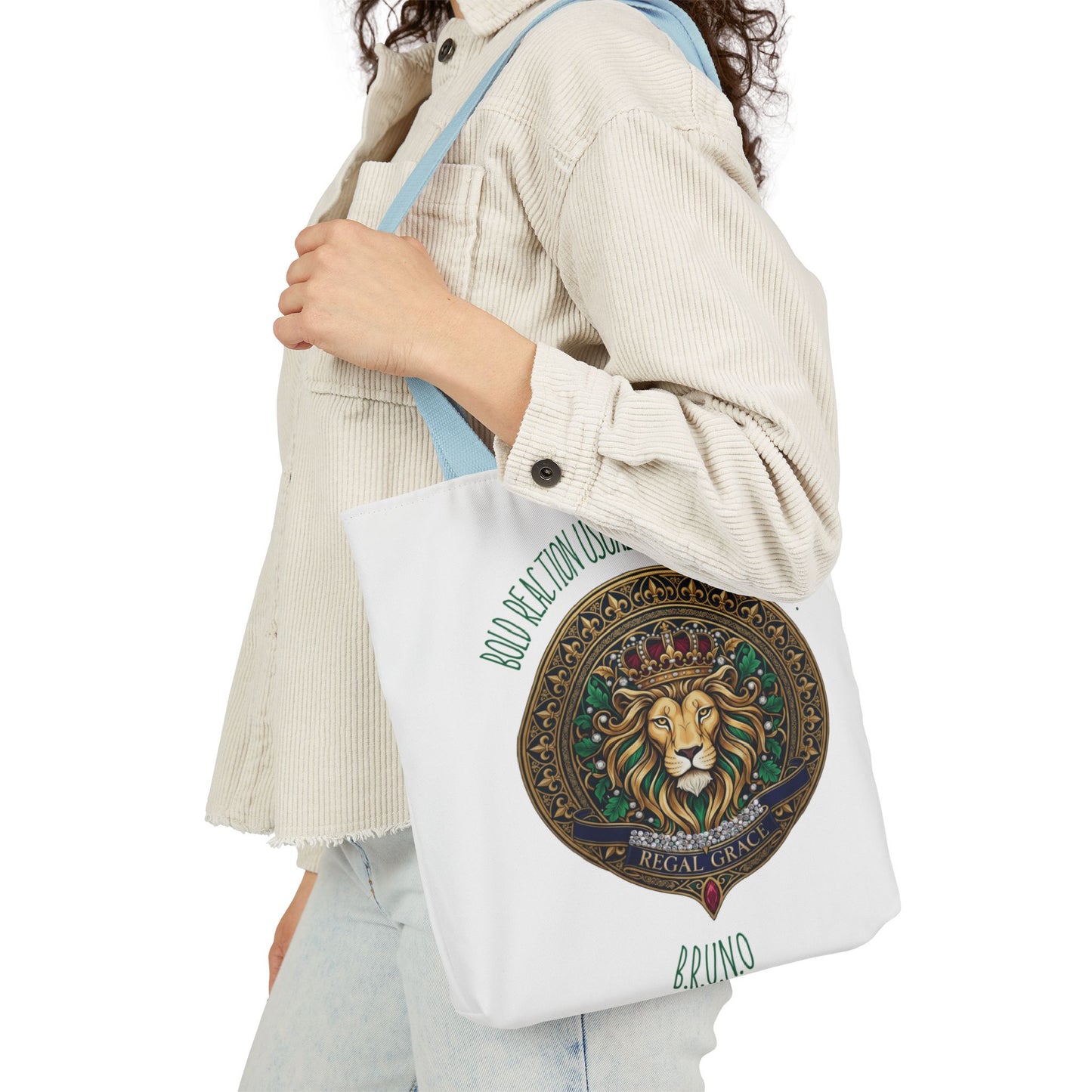 Personalized Initial Quote Circle Lion Canvas Tote Custom Name