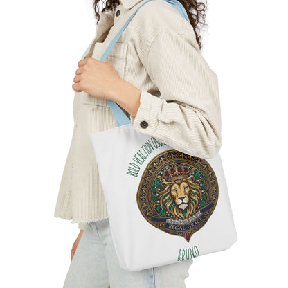 Personalized Initial Quote Circle Lion Canvas Tote Custom Name