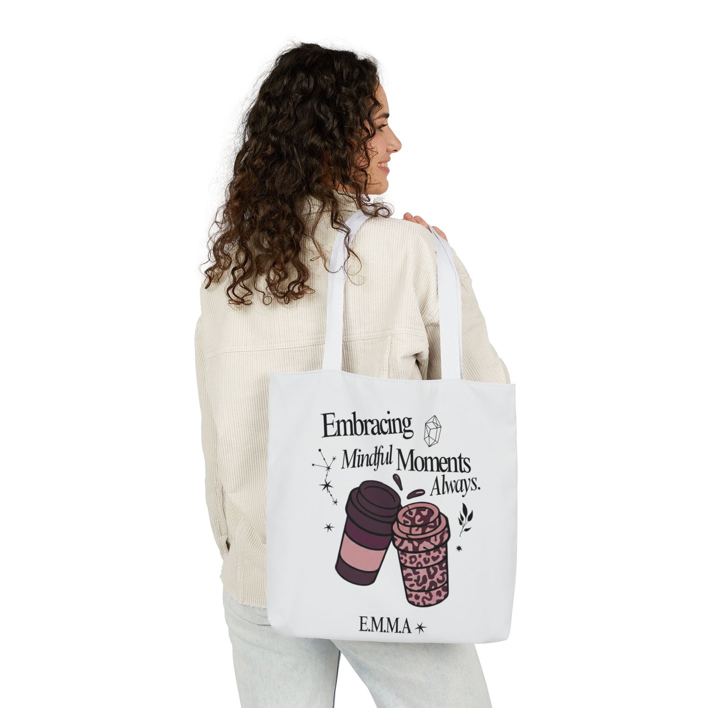 Personalized Initial Quote Coffee Cup Canvas Tote Custom Name
