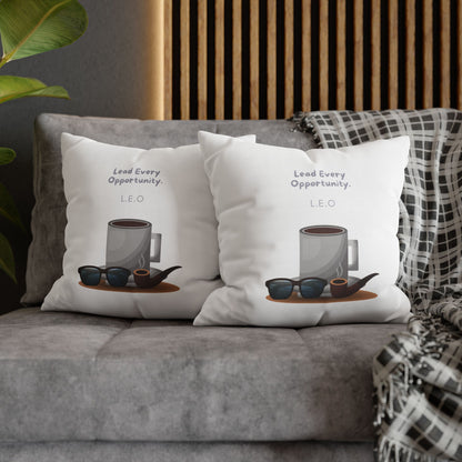 Personalized Initial Quote Coffee and Sunglasses — Custom Sayings on Square Poly Canvas Pillowcase