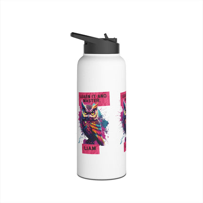 Personalized Initial Quote Owl Stainless Steel Water Bottle